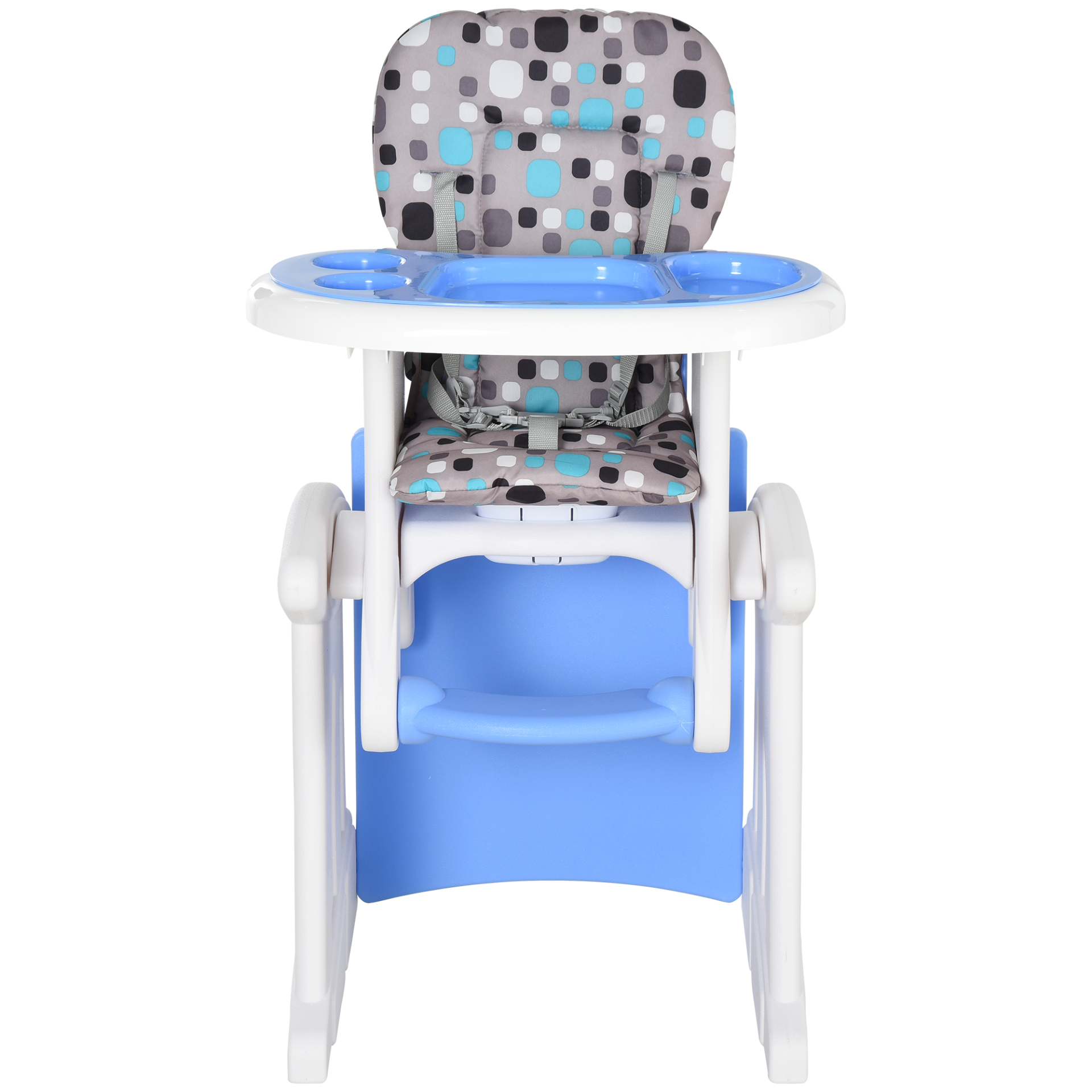 HOMCOM 3 in 1 Convertible Baby High Chair Toddler Table Chair Infant Feeding Seat Removable Food Tray Safety Harness Blue