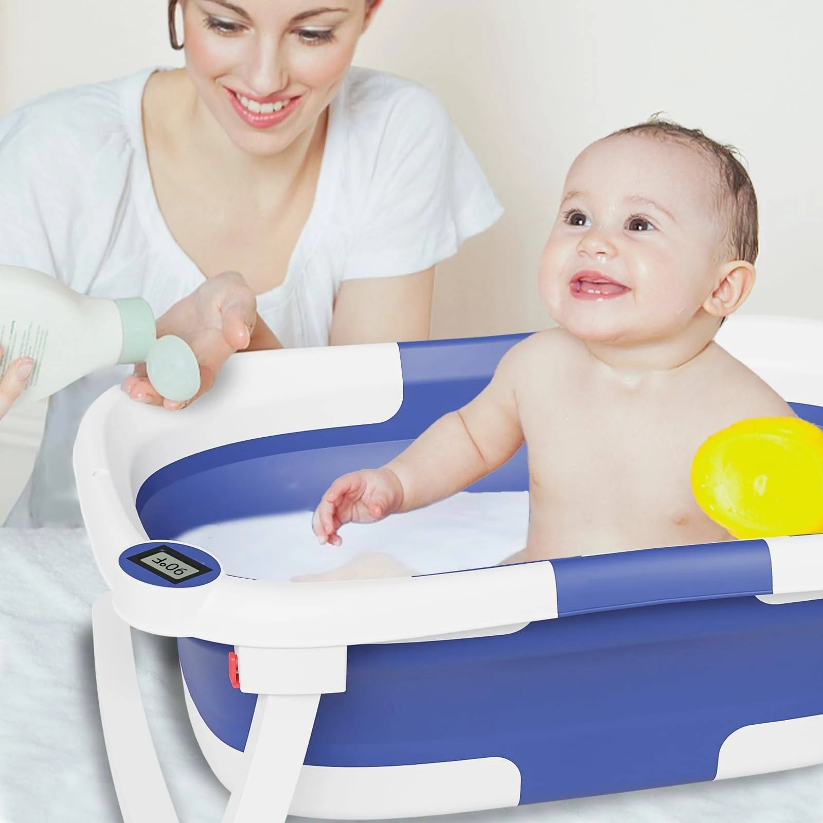 Blue Baby bath Tub With Thermometer