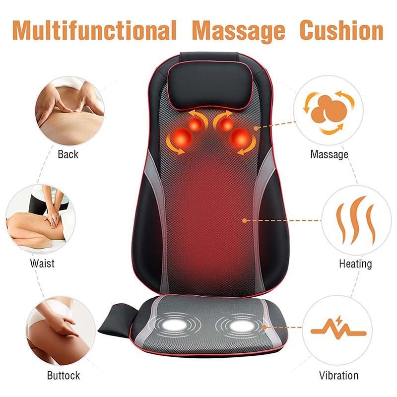 Shiatsu Back Massager with Heat, Full Back & Hip Muscle Pain Relief, Massage Seat Cushion for Stress Relief