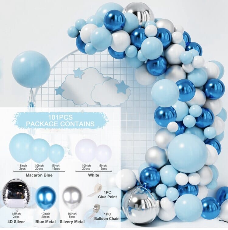 Navy Blue & Silver Balloons Pack - 100 PCS - RoniCorn