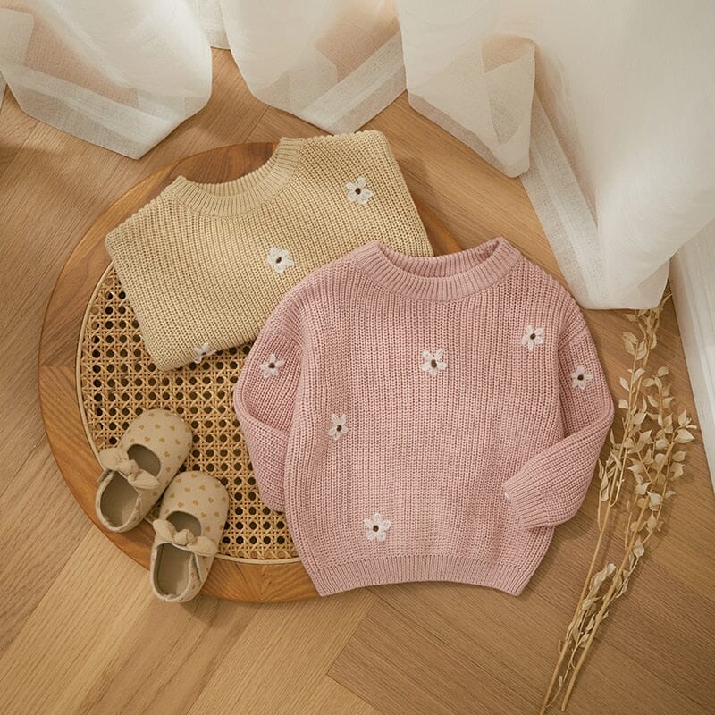 Flower Long-Sleeve Baby Knitwear Pullover - RoniCorn