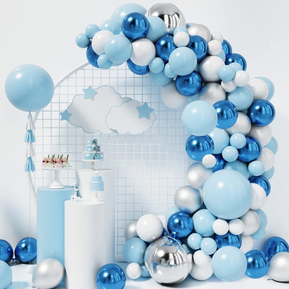 Navy Blue & Silver Balloons Pack - 100 PCS - RoniCorn