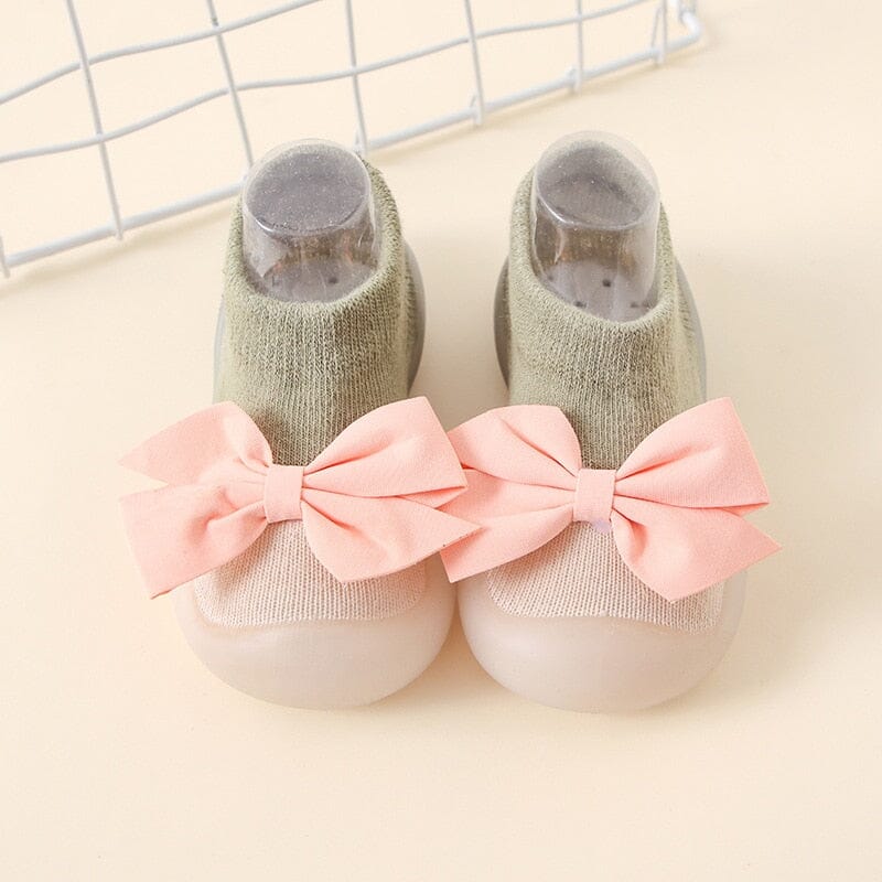 Bow-Adorned Baby Sock Shoes for First Walkers - RoniCorn