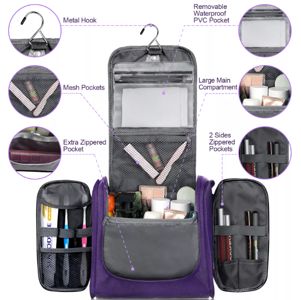 Hanging Toiletry Bag - Travel Makeup Bag and Cosmetic Organizer