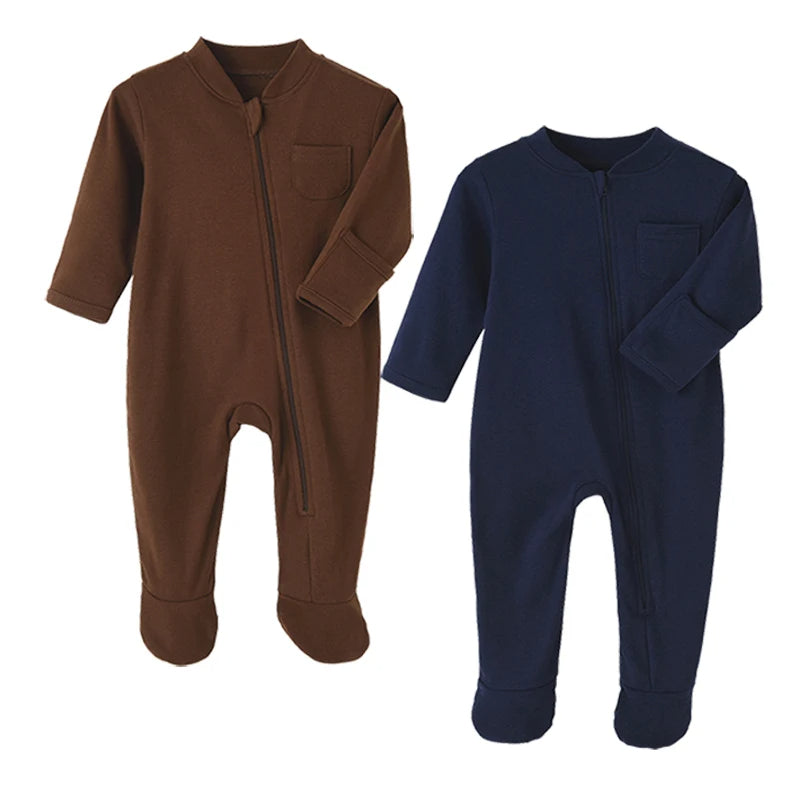 2 PCs Bamboo Sleepers for Babies - Soft Cotton Jumpsuits & Pajamas