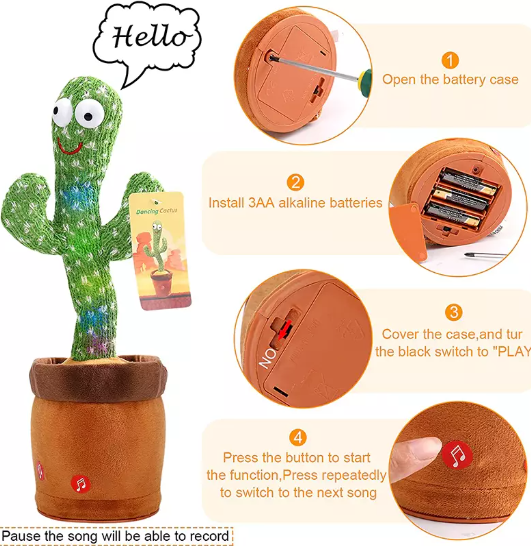 Kids Talking Dancing Cactus Toy