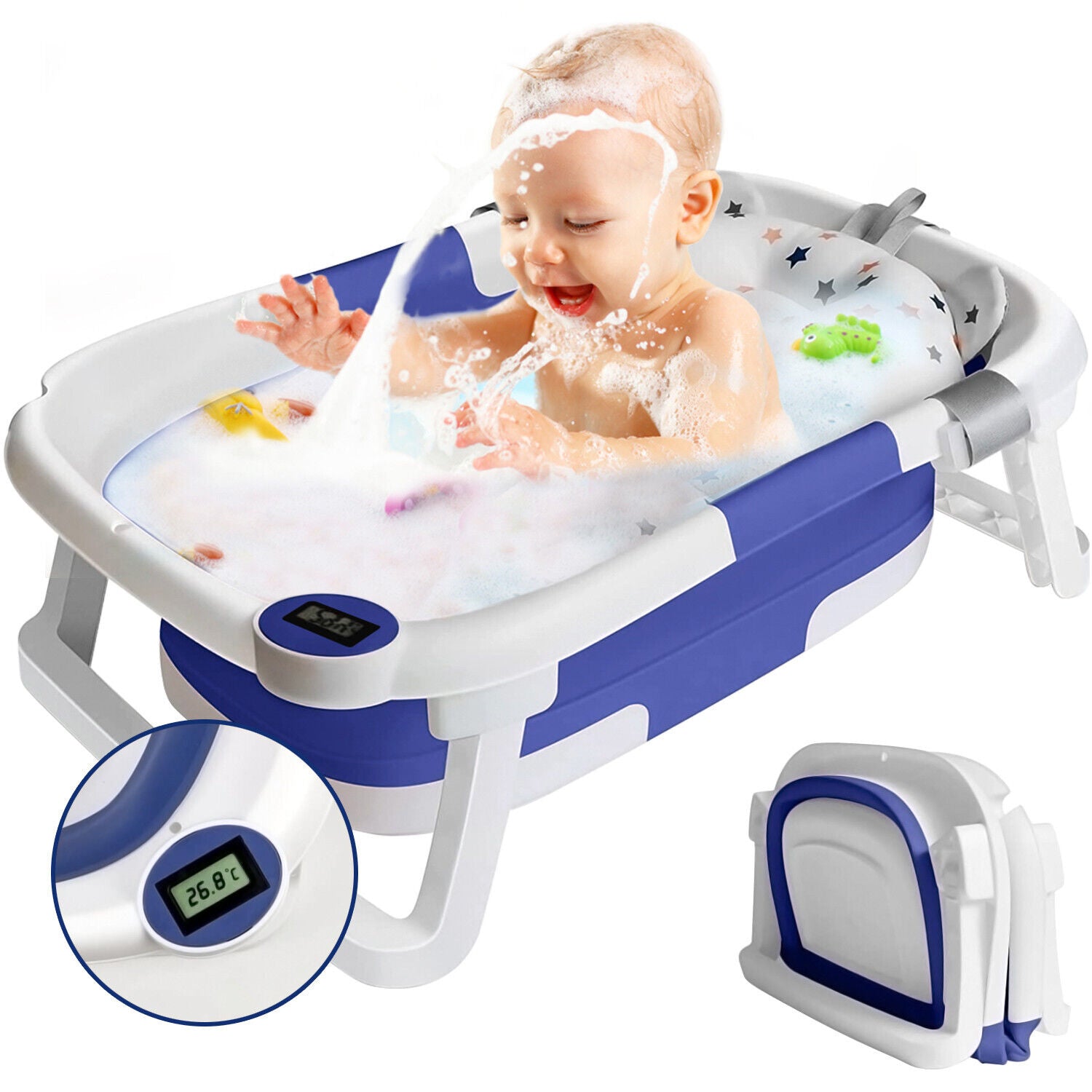 Blue Baby bath Tub With Thermometer