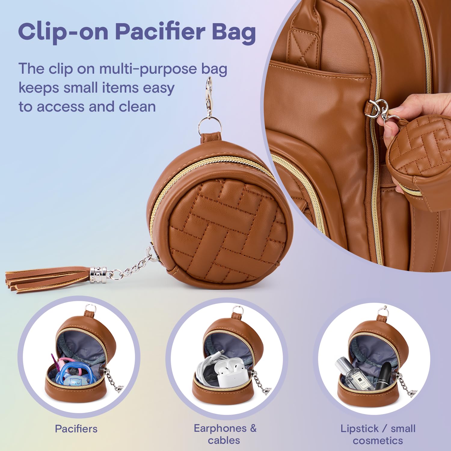 Waterproof Leather Diaper Bag Backpack with a Changing Mat