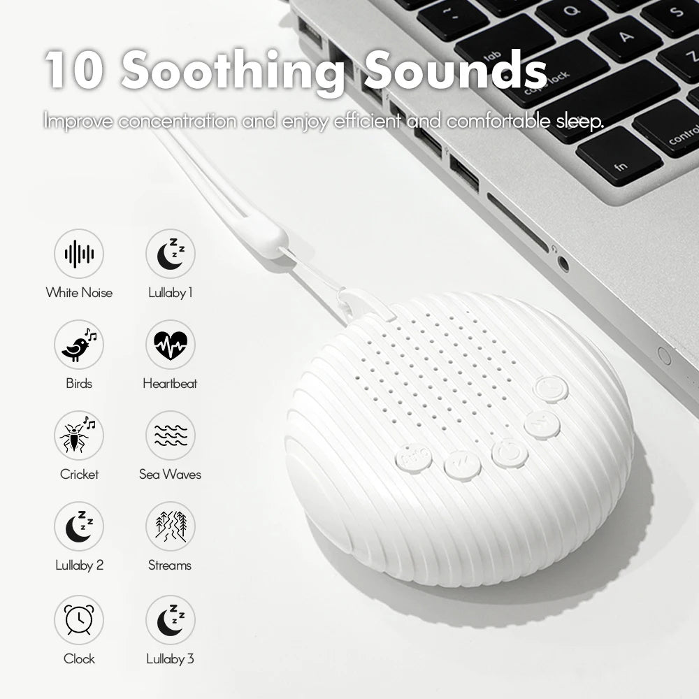 Portable Baby Sleep Machine - USB Rechargeable Baby White Noise Sound Player