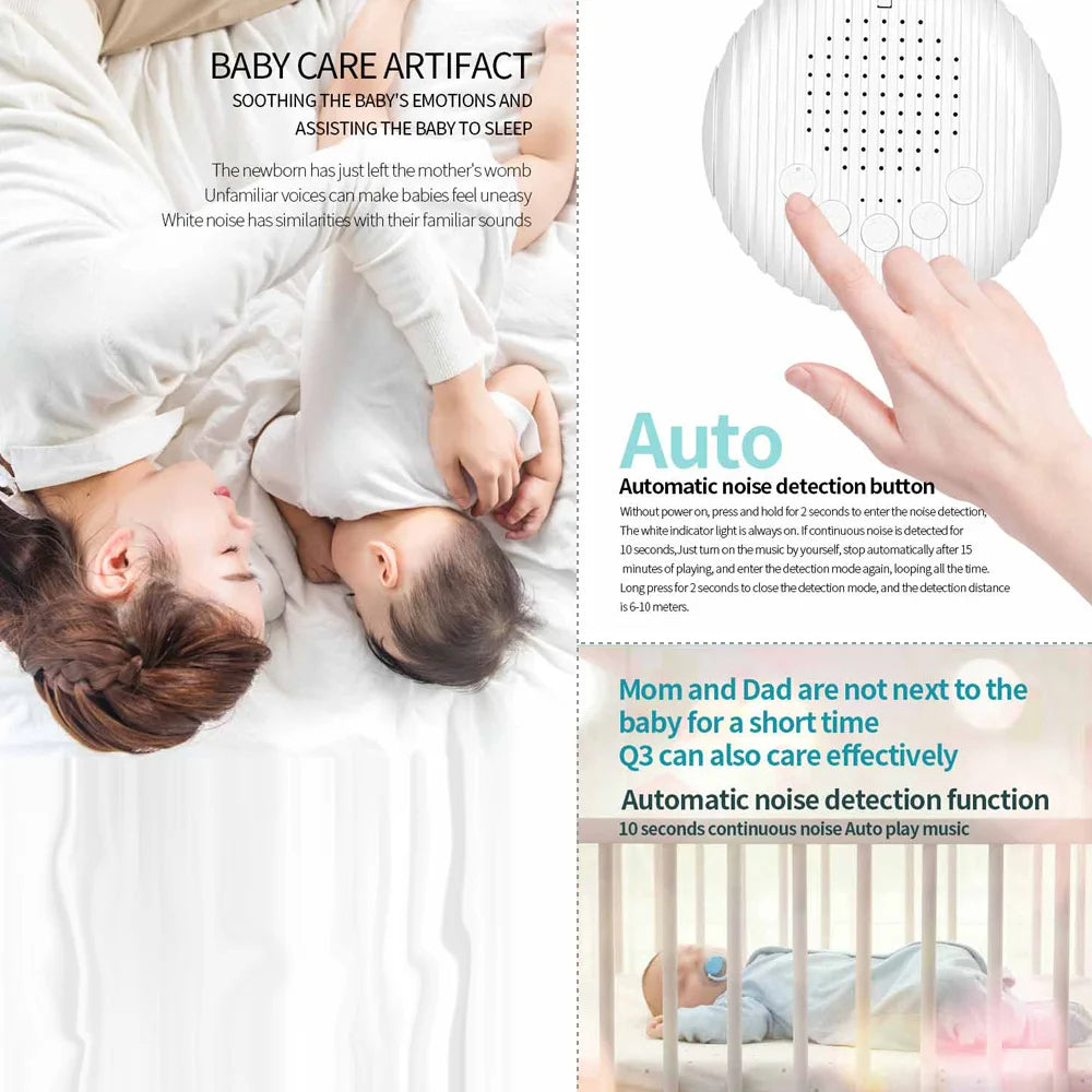 Portable Baby Sleep Machine - USB Rechargeable Baby White Noise Sound Player