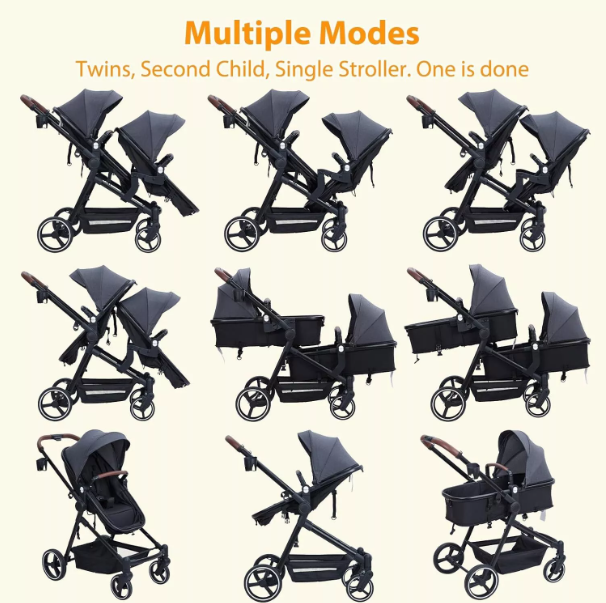 Foldable Double Infant Stroller For Twins