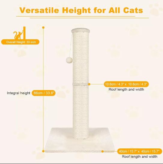 Cat Scratching Post for Cats - Prevent Furniture Scratches with Durable Scratch Pole