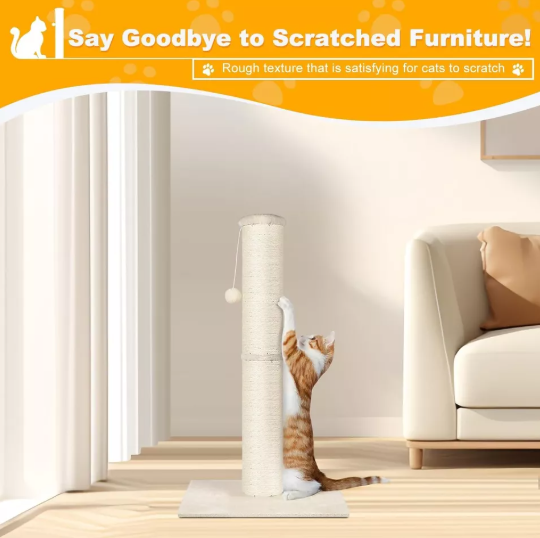 Cat Scratching Post for Cats - Prevent Furniture Scratches with Durable Scratch Pole