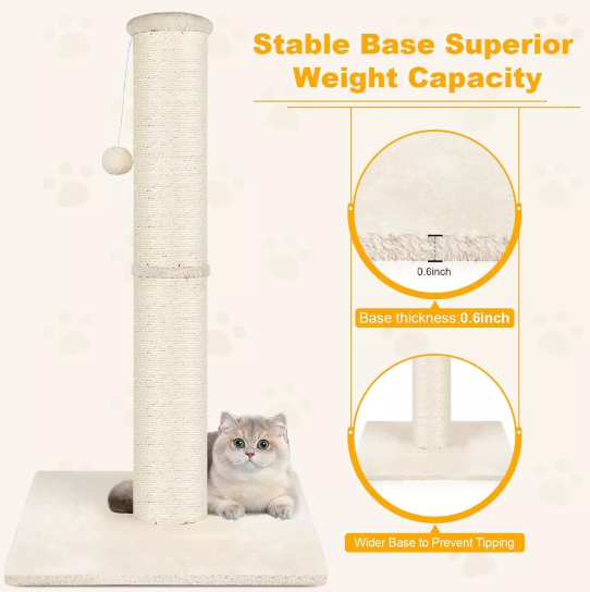 Cat Scratching Post for Cats - Prevent Furniture Scratches with Durable Scratch Pole