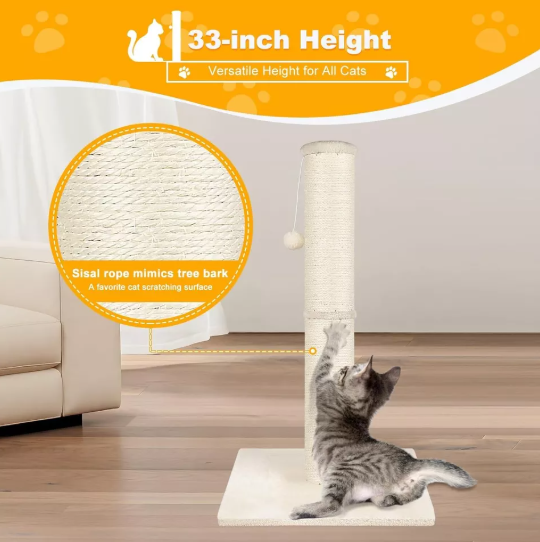 Cat Scratching Post for Cats - Prevent Furniture Scratches with Durable Scratch Pole