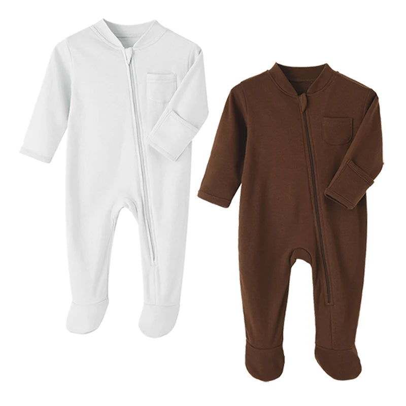 2 PCs Bamboo Sleepers for Babies - Soft Cotton Jumpsuits & Pajamas