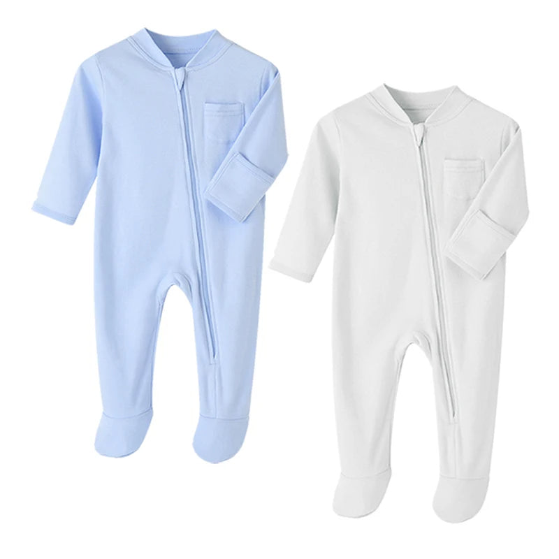 2 PCs Bamboo Sleepers for Babies - Soft Cotton Jumpsuits & Pajamas