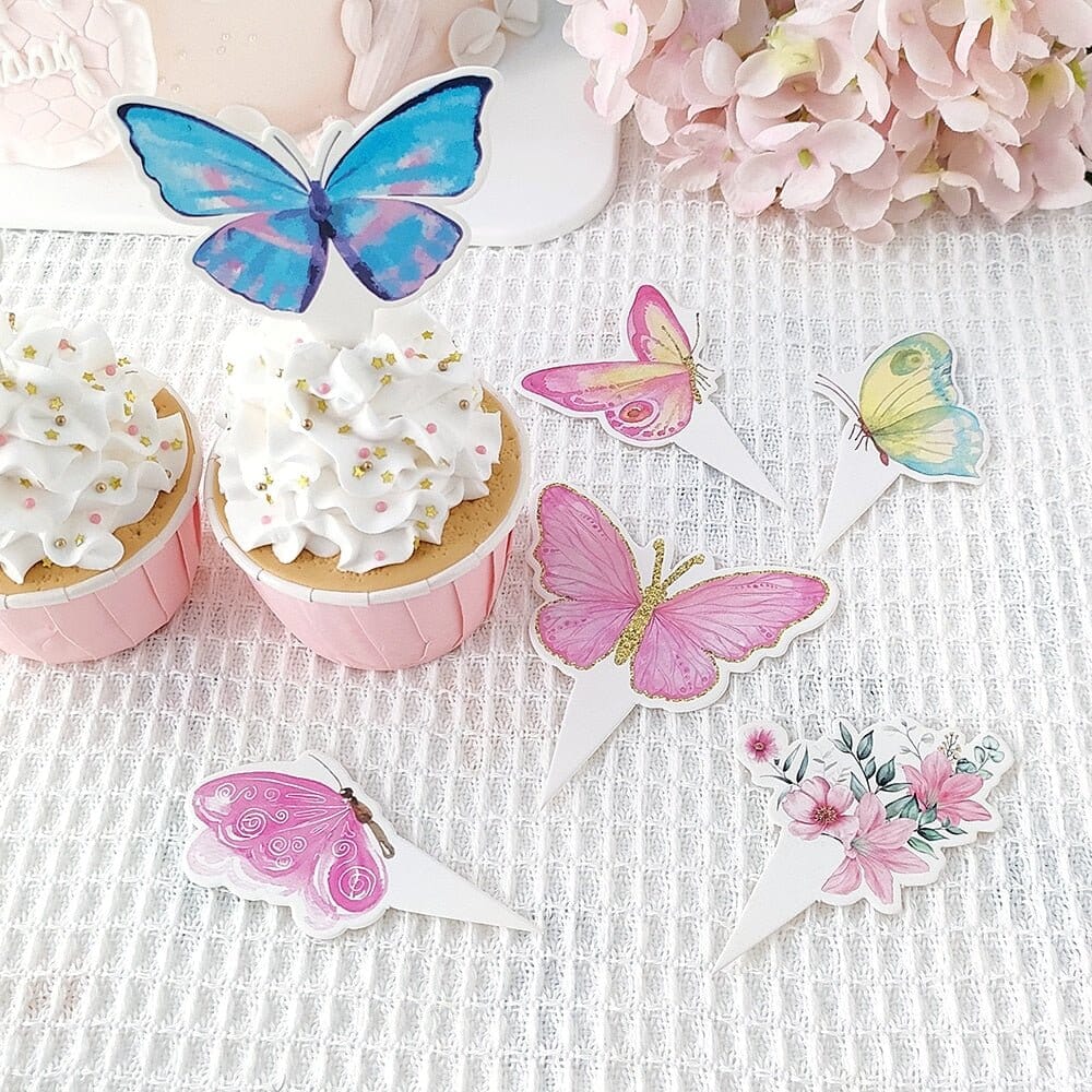 24-Piece Set of Vivid Butterfly Cupcake Toppers - RoniCorn