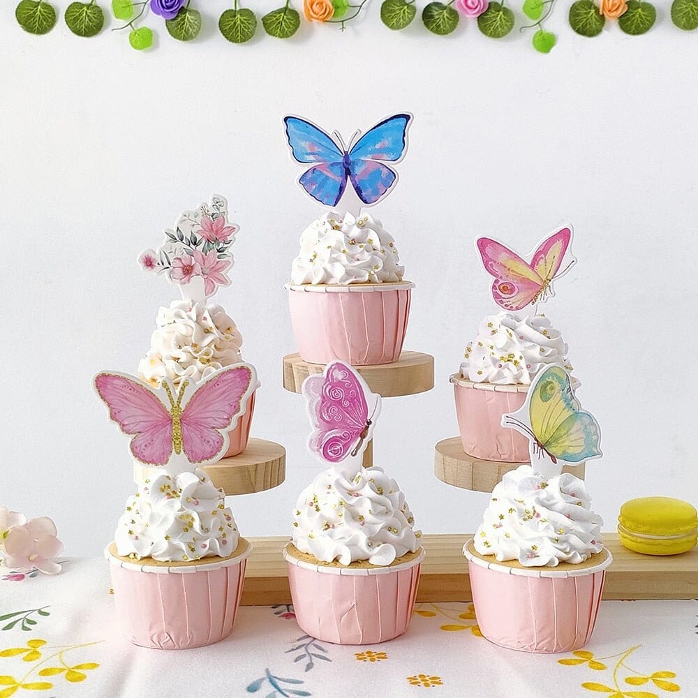 24-Piece Set of Vivid Butterfly Cupcake Toppers - RoniCorn