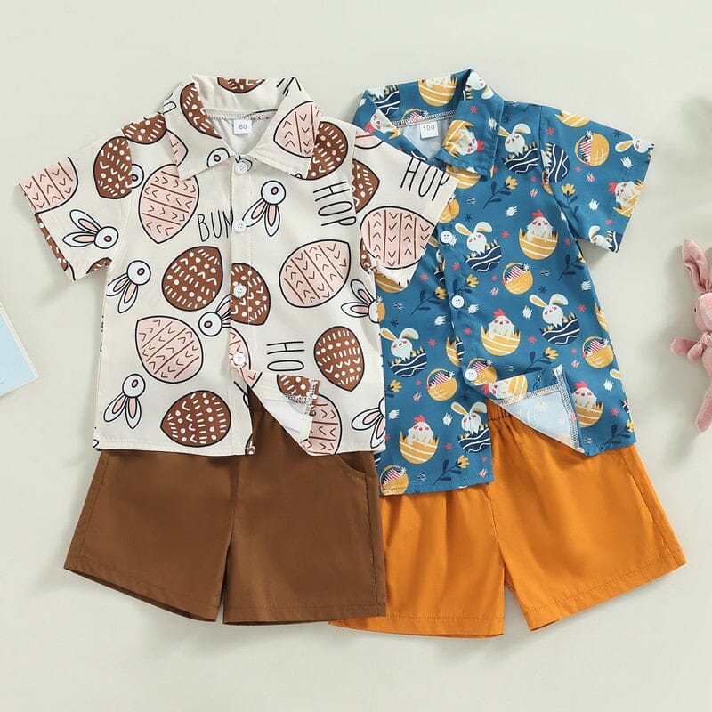 Boys' Summer Rabbit-Print Shorts Set - RoniCorn