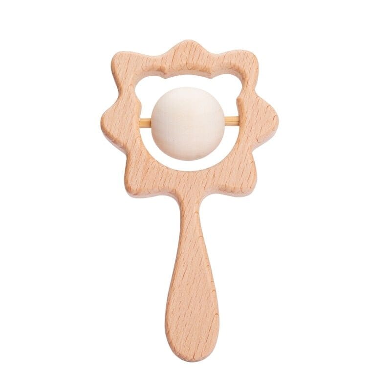 Beech Wood Baby Rattle and Teething Ring - RoniCorn