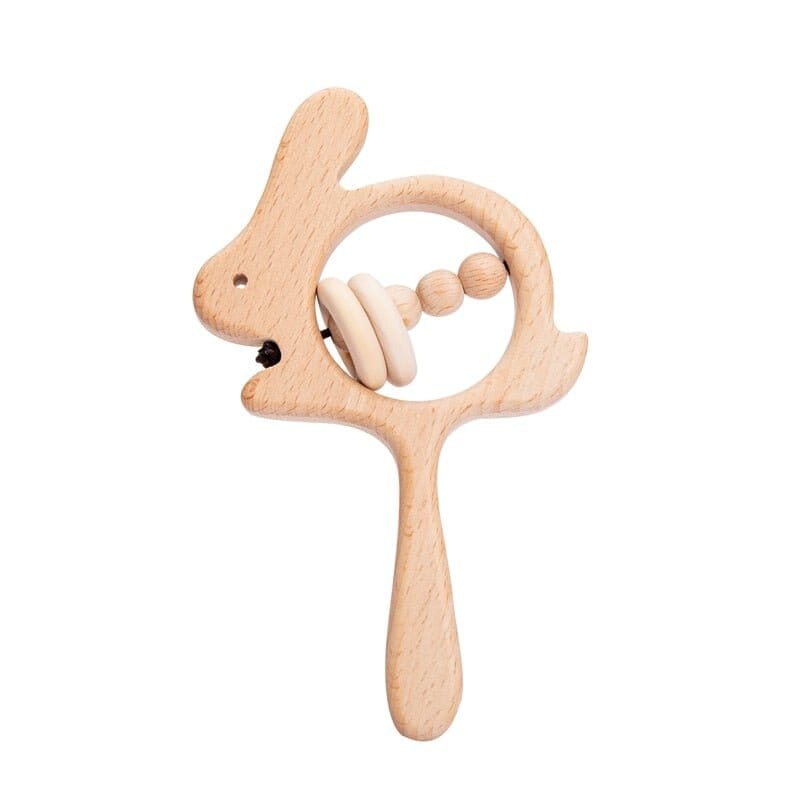 Beech Wood Baby Rattle and Teething Ring - RoniCorn