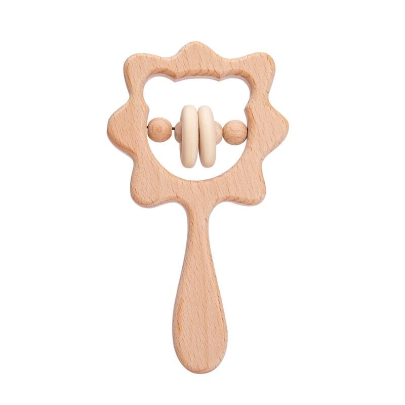 Beech Wood Baby Rattle and Teething Ring - RoniCorn