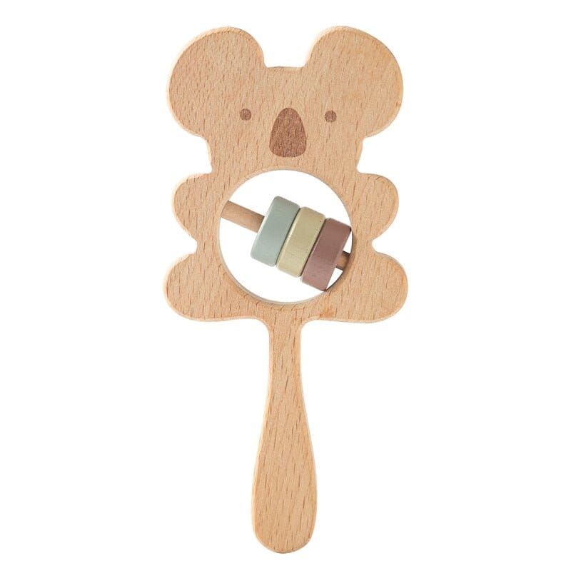 Beech Wood Baby Rattle and Teething Ring - RoniCorn