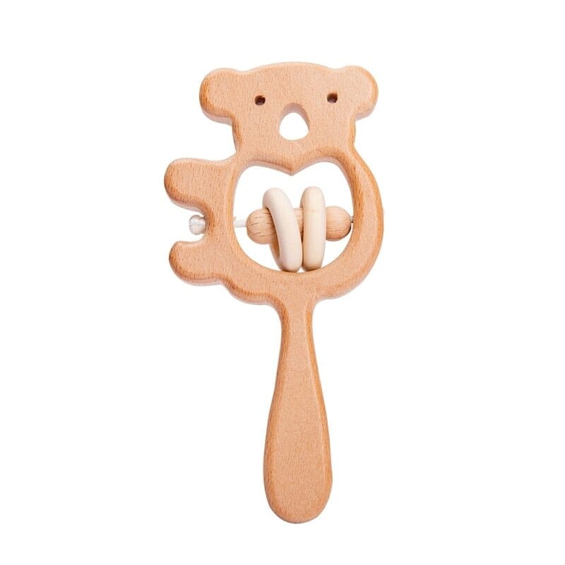 Beech Wood Baby Rattle and Teething Ring - RoniCorn