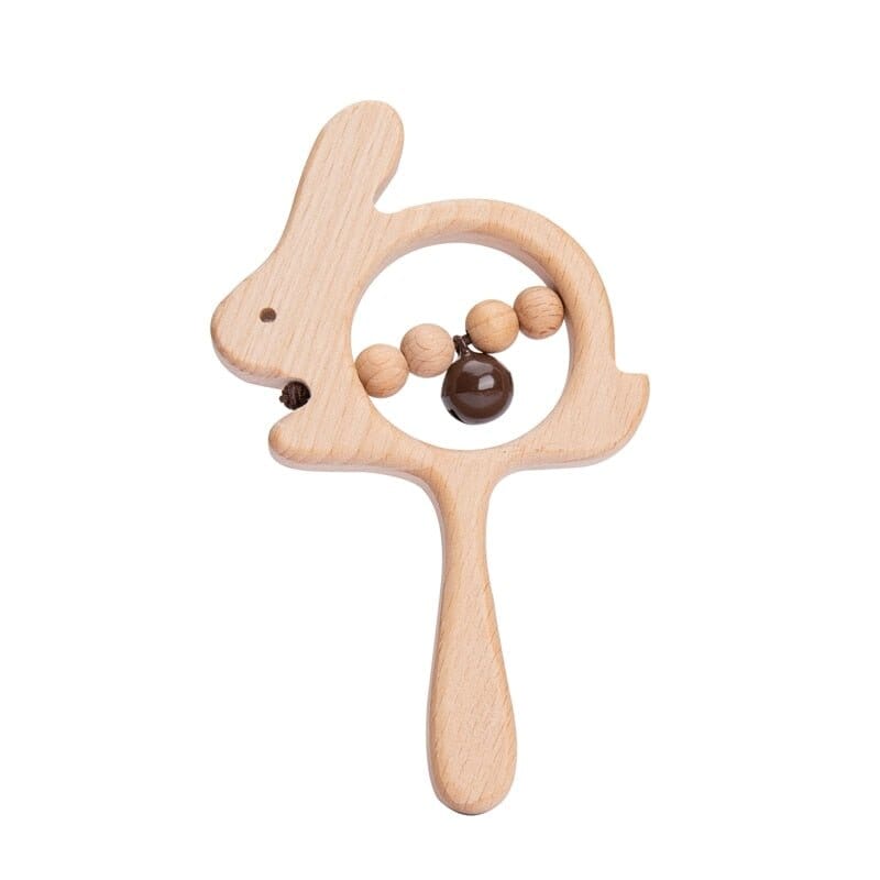 Beech Wood Baby Rattle and Teething Ring - RoniCorn