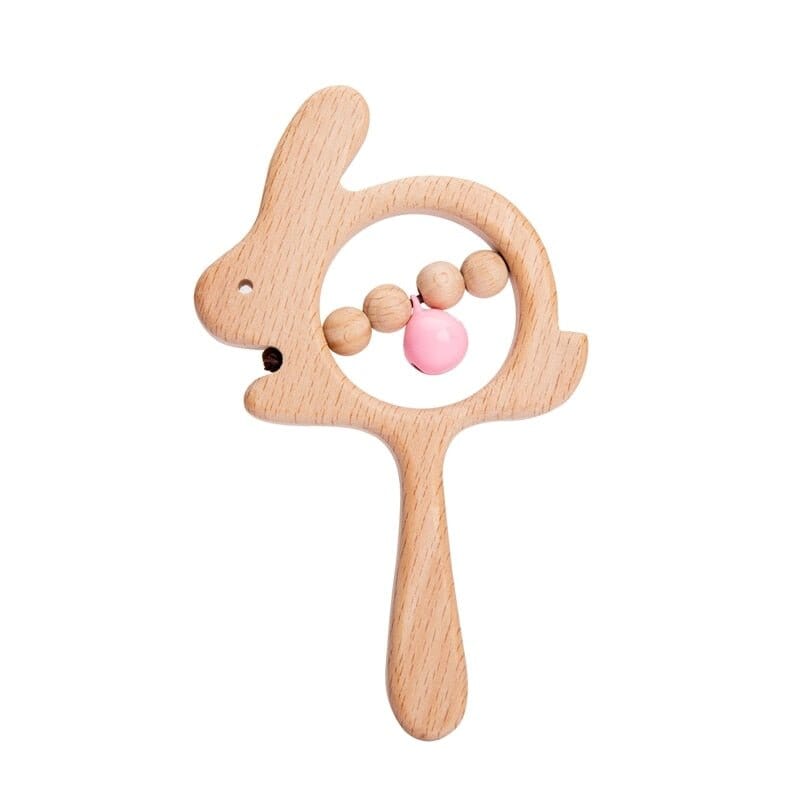 Beech Wood Baby Rattle and Teething Ring - RoniCorn