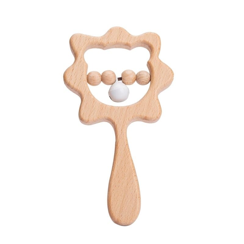 Beech Wood Baby Rattle and Teething Ring - RoniCorn