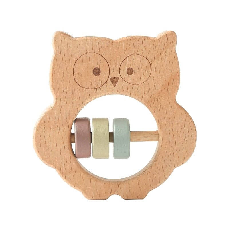 Beech Wood Baby Rattle and Teething Ring - RoniCorn