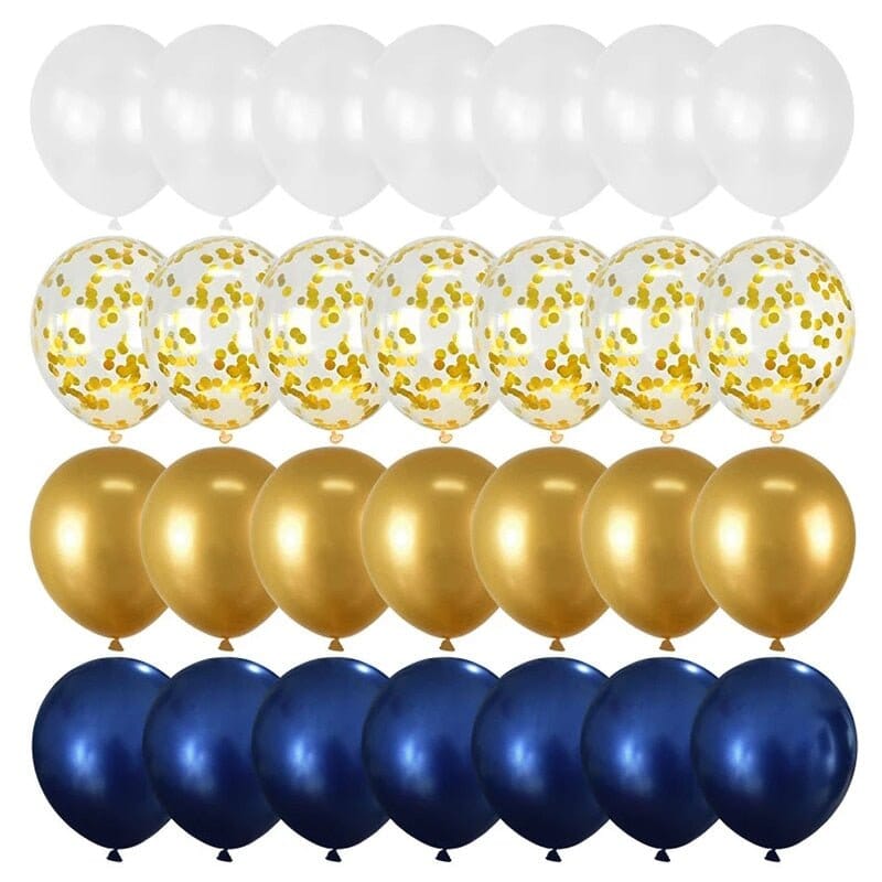 Blue Balloons Set - 40Pcs Agate & Metallic Balloons - RoniCorn