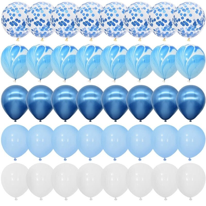 Blue Balloons Set - 40Pcs Agate & Metallic Balloons - RoniCorn