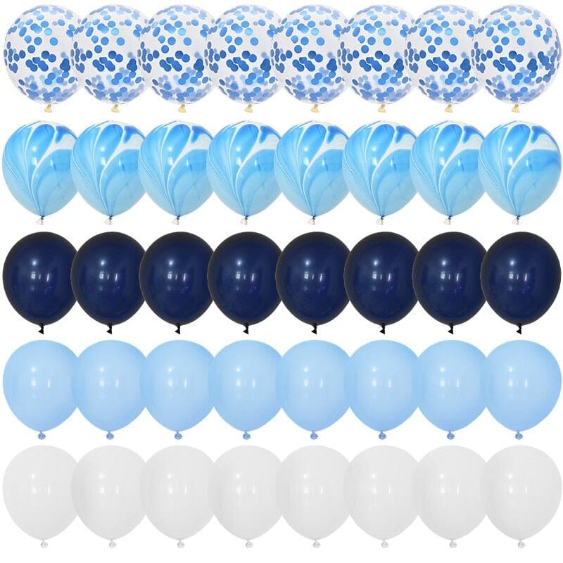 Blue Balloons Set - 40Pcs Agate & Metallic Balloons - RoniCorn