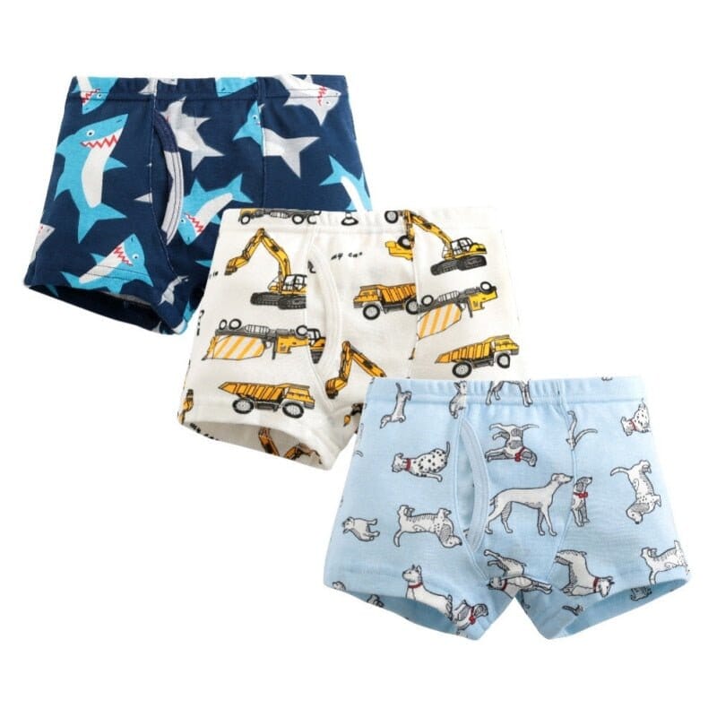 Boys' Striped Boxer Briefs: 3-Piece Cute Kids Underwear Set - RoniCorn