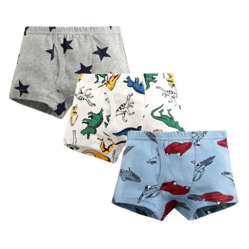 Boys' Striped Boxer Briefs: 3-Piece Cute Kids Underwear Set - RoniCorn