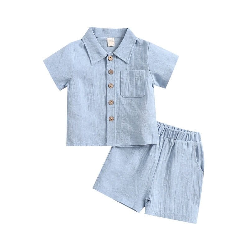 2Pcs Baby Summer Outfit: Shirt + Elastic Waist Shorts - RoniCorn