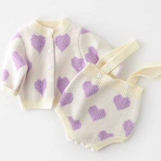 Loving Heart Coat & Romper Set For Baby Girls - RoniCorn