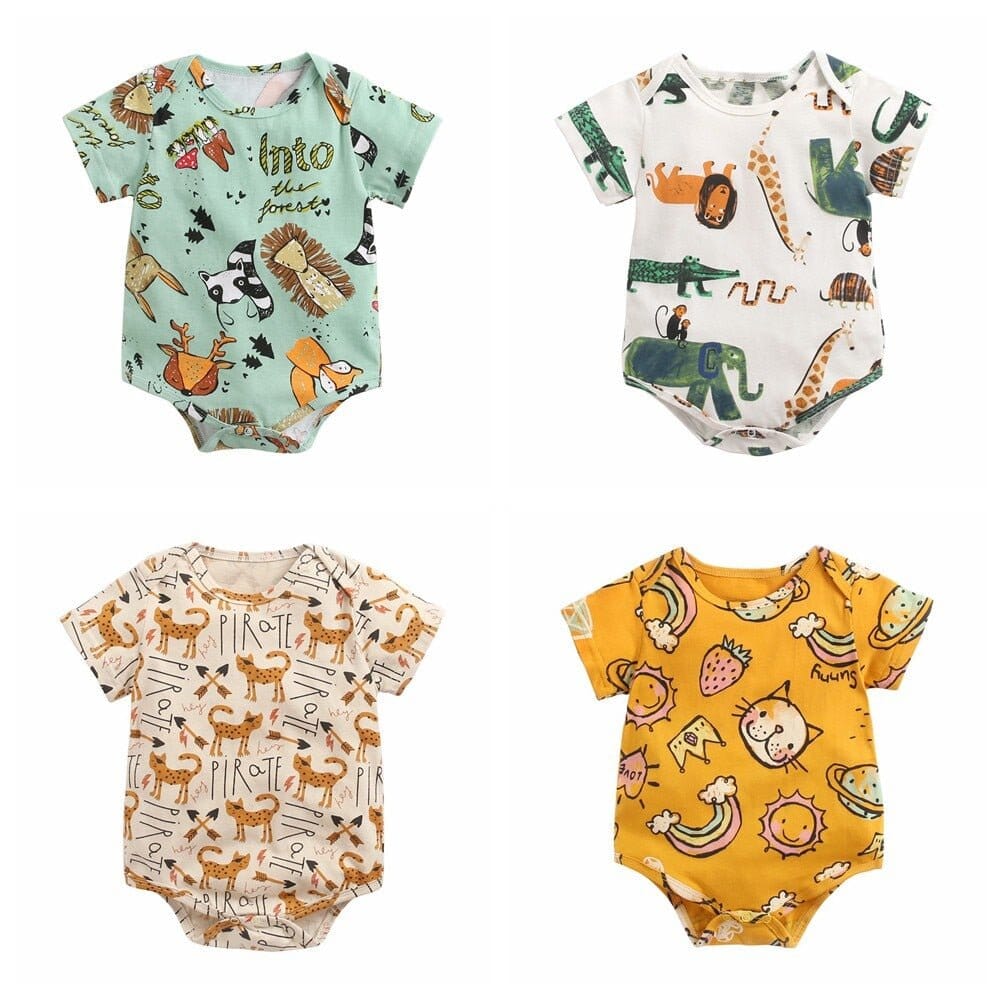 Summer Cotton Cartoon Bodysuits for Baby Boys and Girls - RoniCorn