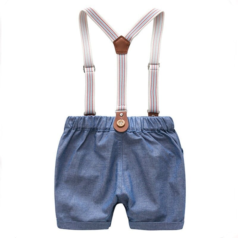 Summer Gentleman Set for Baby Boys: Soft Cotton Romper + Belted Pants - RoniCorn