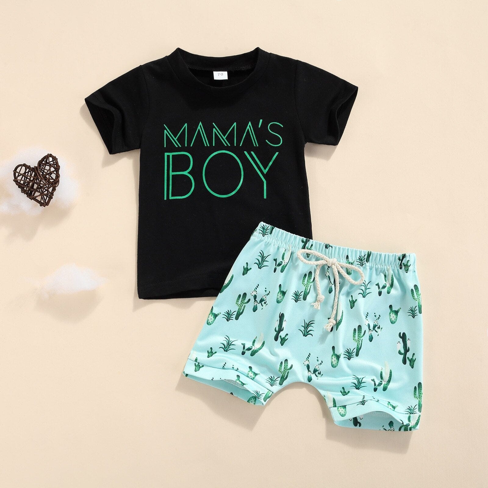 Summer Set for Newborn Boys: Letter Print T-Shirt + Shorts - RoniCorn