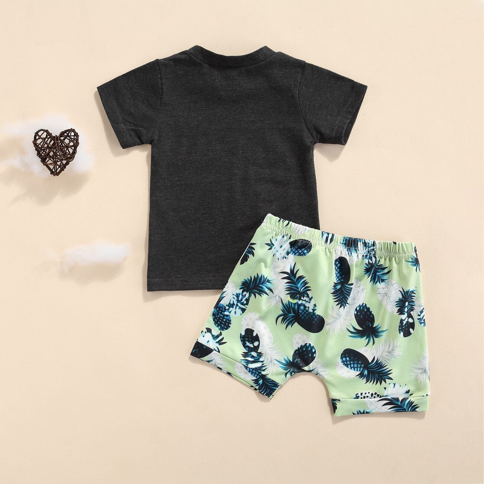 Summer Set for Newborn Boys: Letter Print T-Shirt + Shorts - RoniCorn