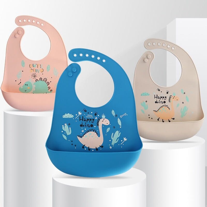 Waterproof Silicone Baby Bibs with Cute Cartoon Print - RoniCorn